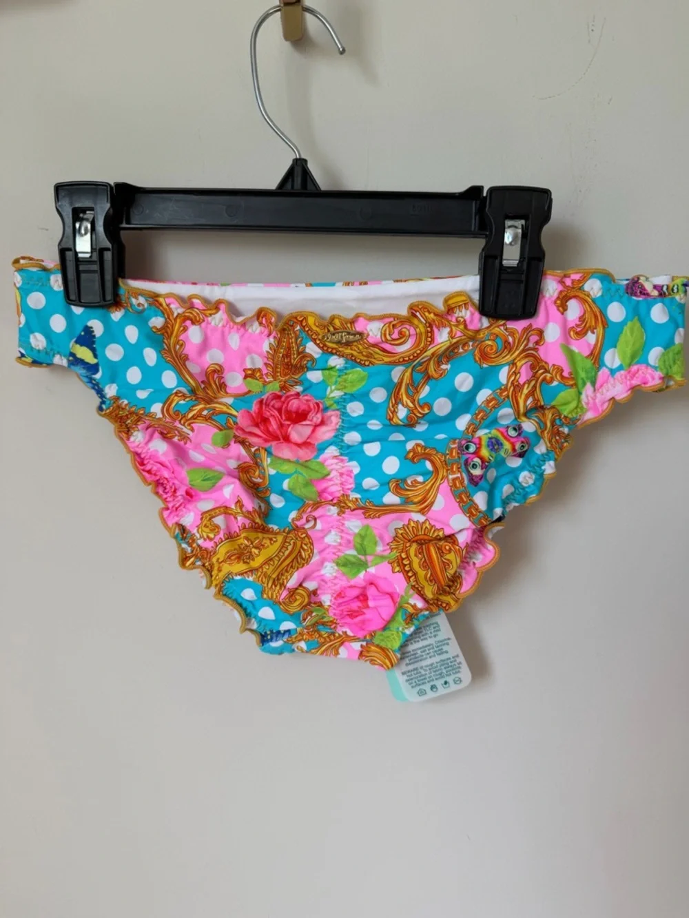 Luli Fama Neon colorful Paisley Print Bikini top and bottom Set